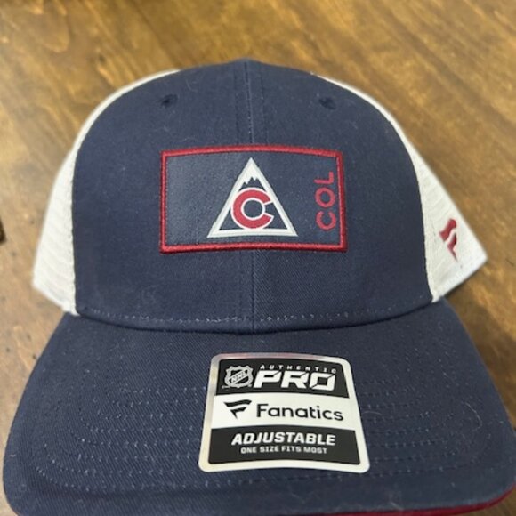 Colorado Avalanche Fanatics Authentic Pro Trucker Snapback Hat- Navy/White - Picture 5 of 5